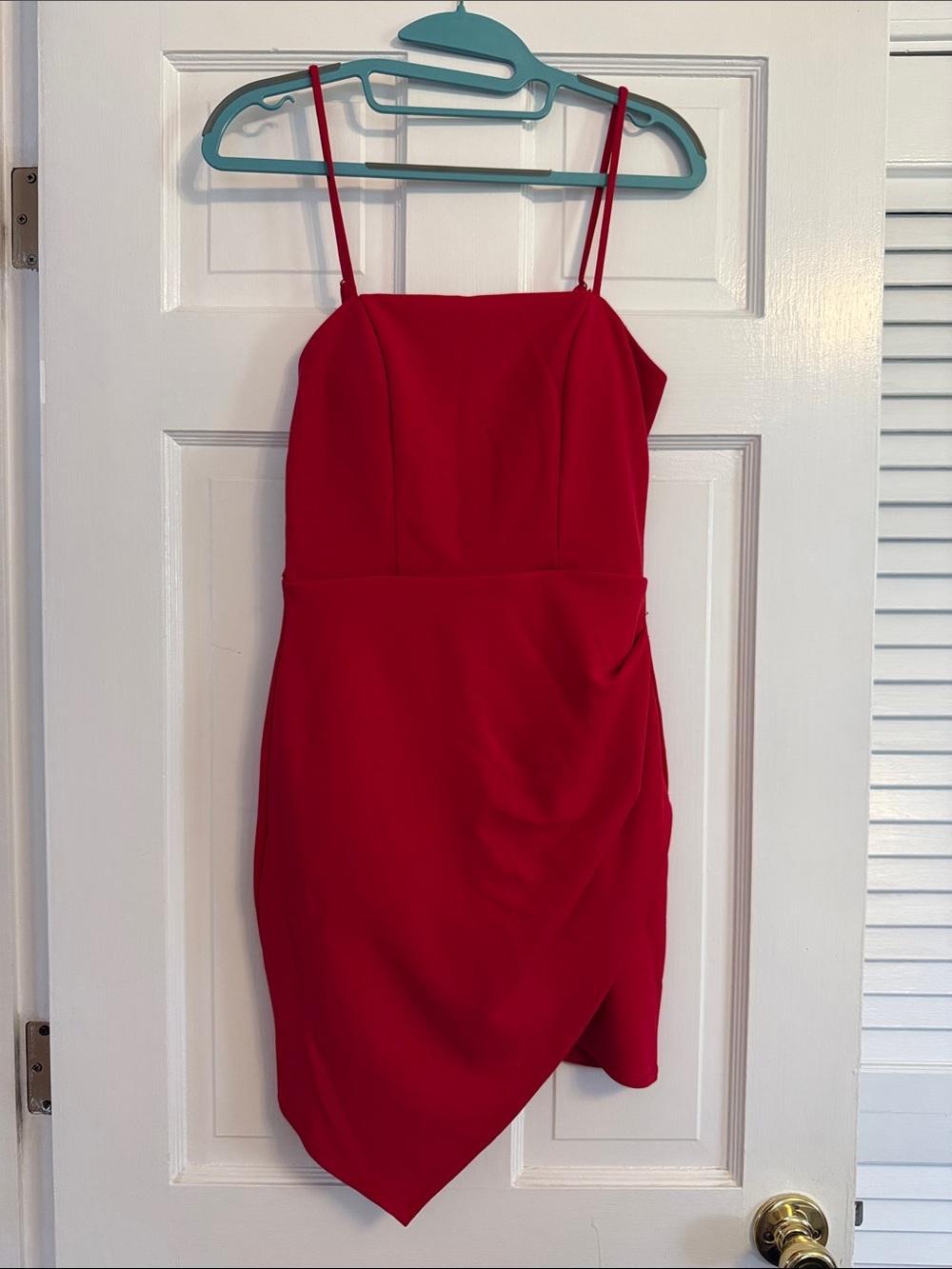 miami Red Spaghetti-Strap Asymmetric Mini Dress